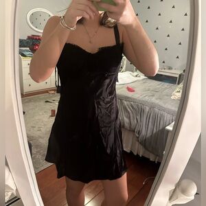 Black mini lace dress